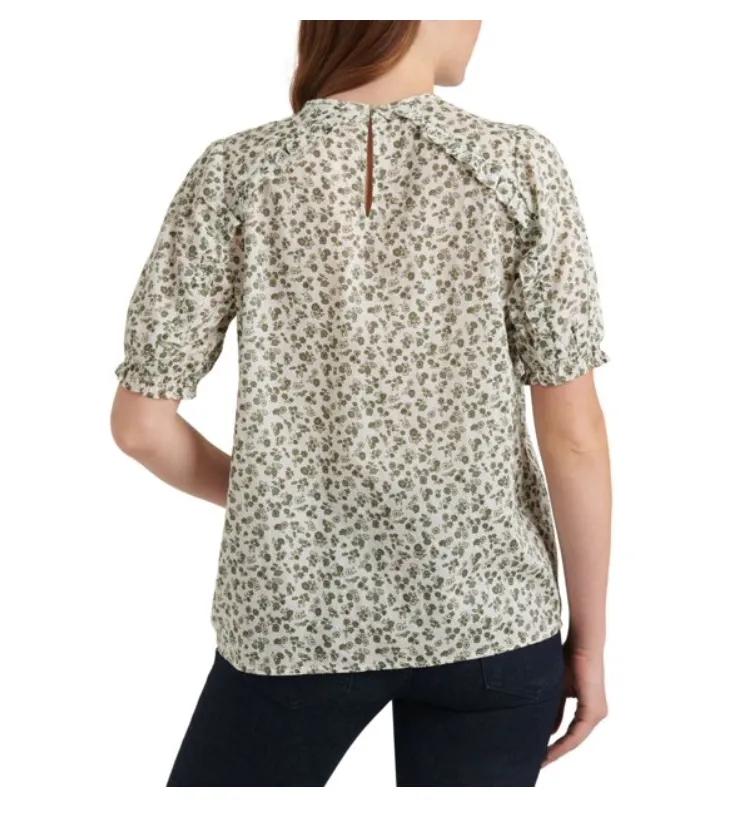 Lucky Brand Lauren Printed Ruffled Top, Size Medium
