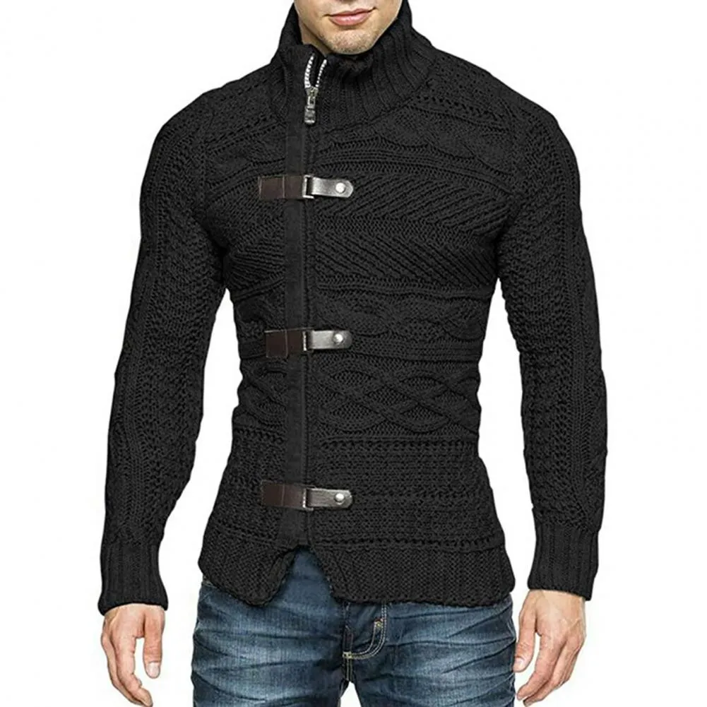 Men's Sweaters Stretchy Stylish Acrylic Fiber Loose Sweater Coat Causal-Solid Color Slim Fit Turtleneck Pullovers Sweater