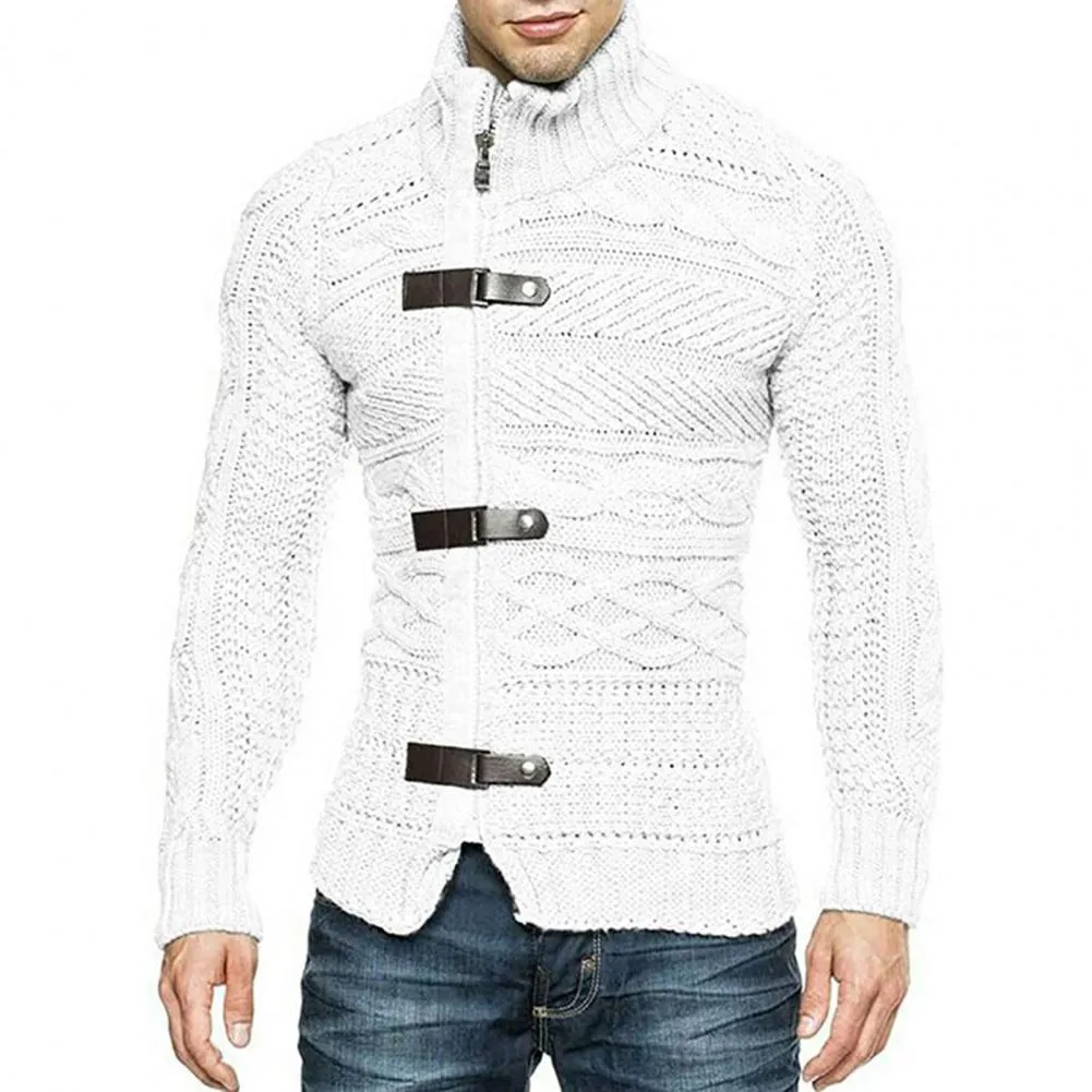 Men's Sweaters Stretchy Stylish Acrylic Fiber Loose Sweater Coat Causal-Solid Color Slim Fit Turtleneck Pullovers Sweater