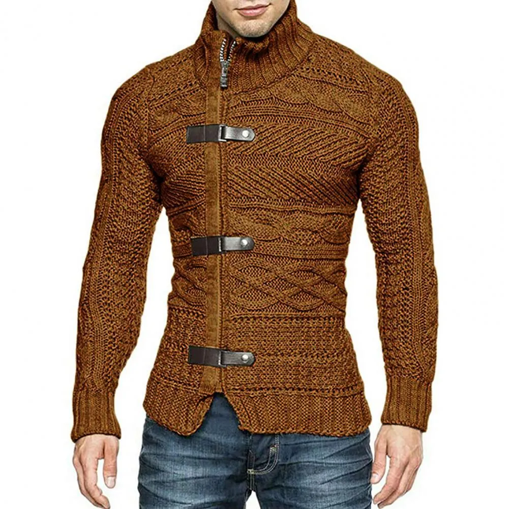 Men's Sweaters Stretchy Stylish Acrylic Fiber Loose Sweater Coat Causal-Solid Color Slim Fit Turtleneck Pullovers Sweater