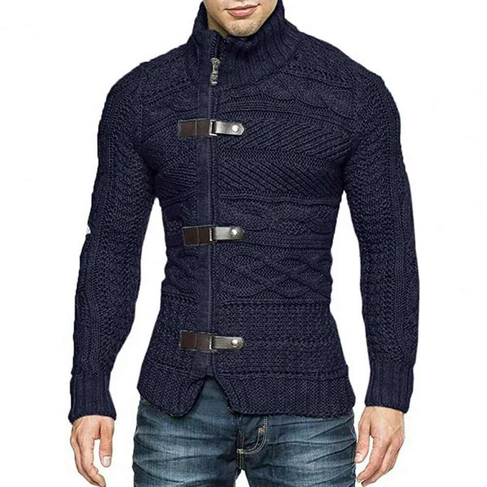 Men's Sweaters Stretchy Stylish Acrylic Fiber Loose Sweater Coat Causal-Solid Color Slim Fit Turtleneck Pullovers Sweater