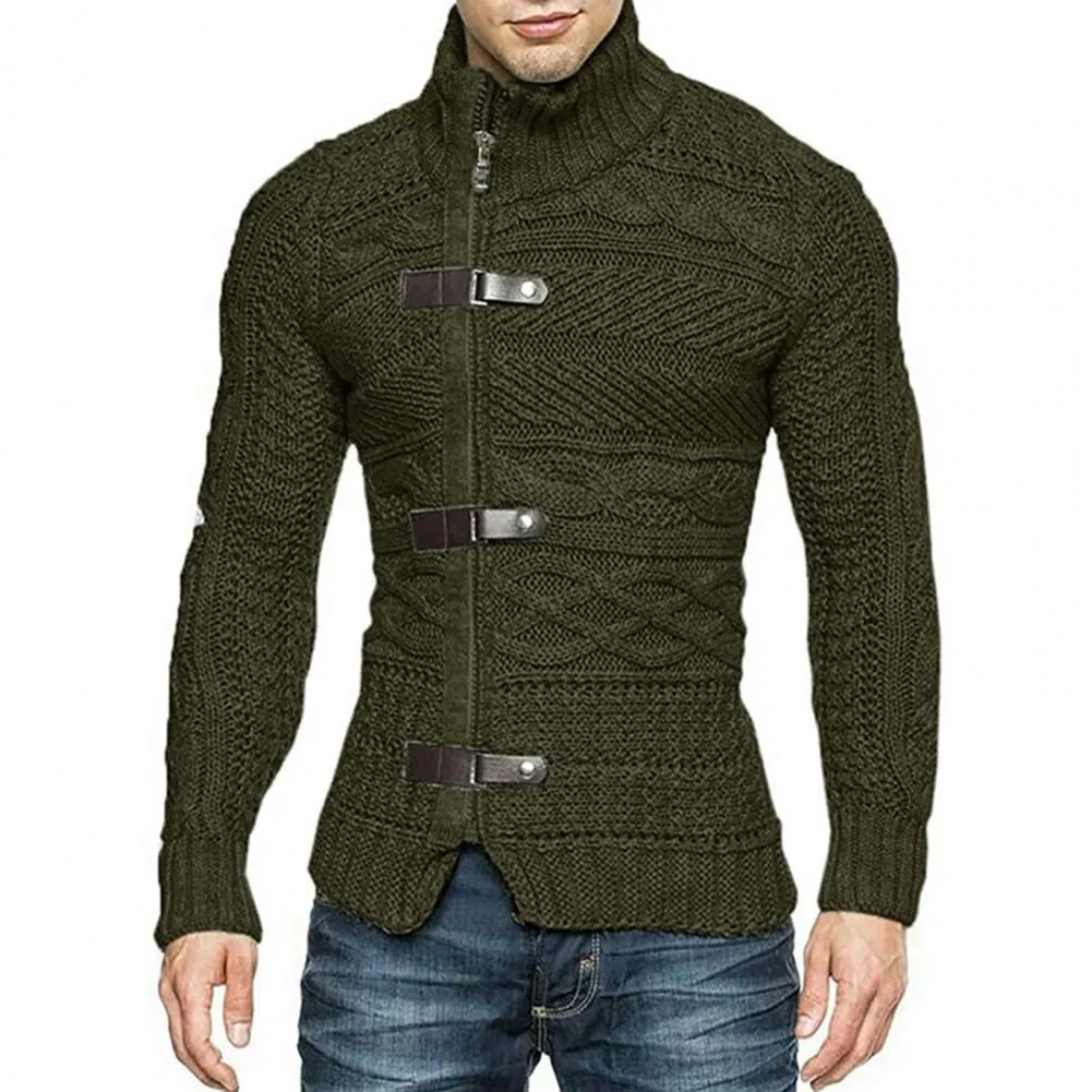 Men's Sweaters Stretchy Stylish Acrylic Fiber Loose Sweater Coat Causal-Solid Color Slim Fit Turtleneck Pullovers Sweater