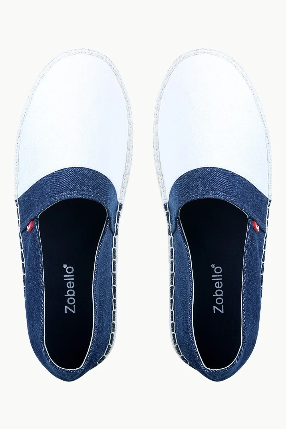 Mens White Cut N Sew Denim Espadrilles