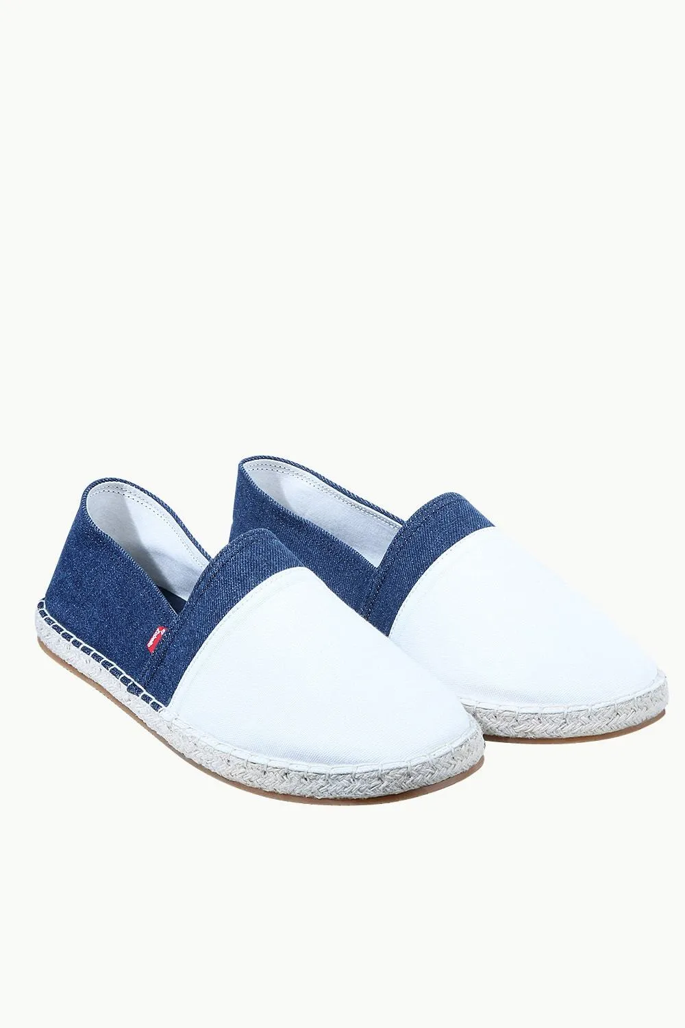 Mens White Cut N Sew Denim Espadrilles