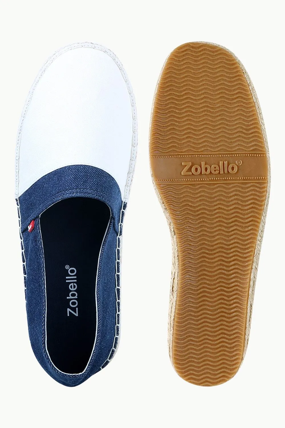 Mens White Cut N Sew Denim Espadrilles