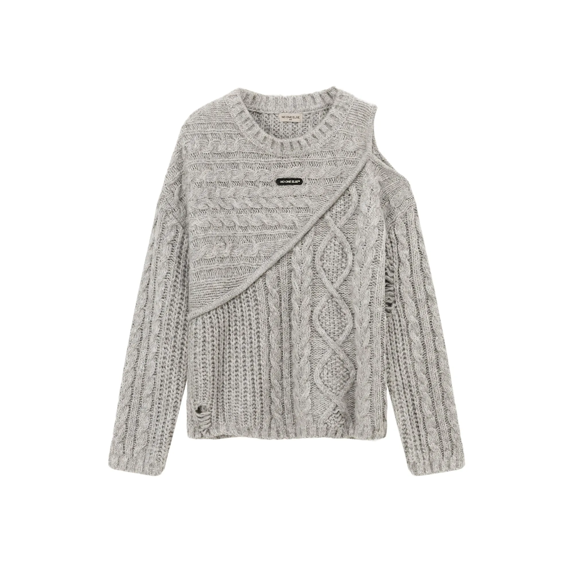 One Shoulder Twist Knit Sweater