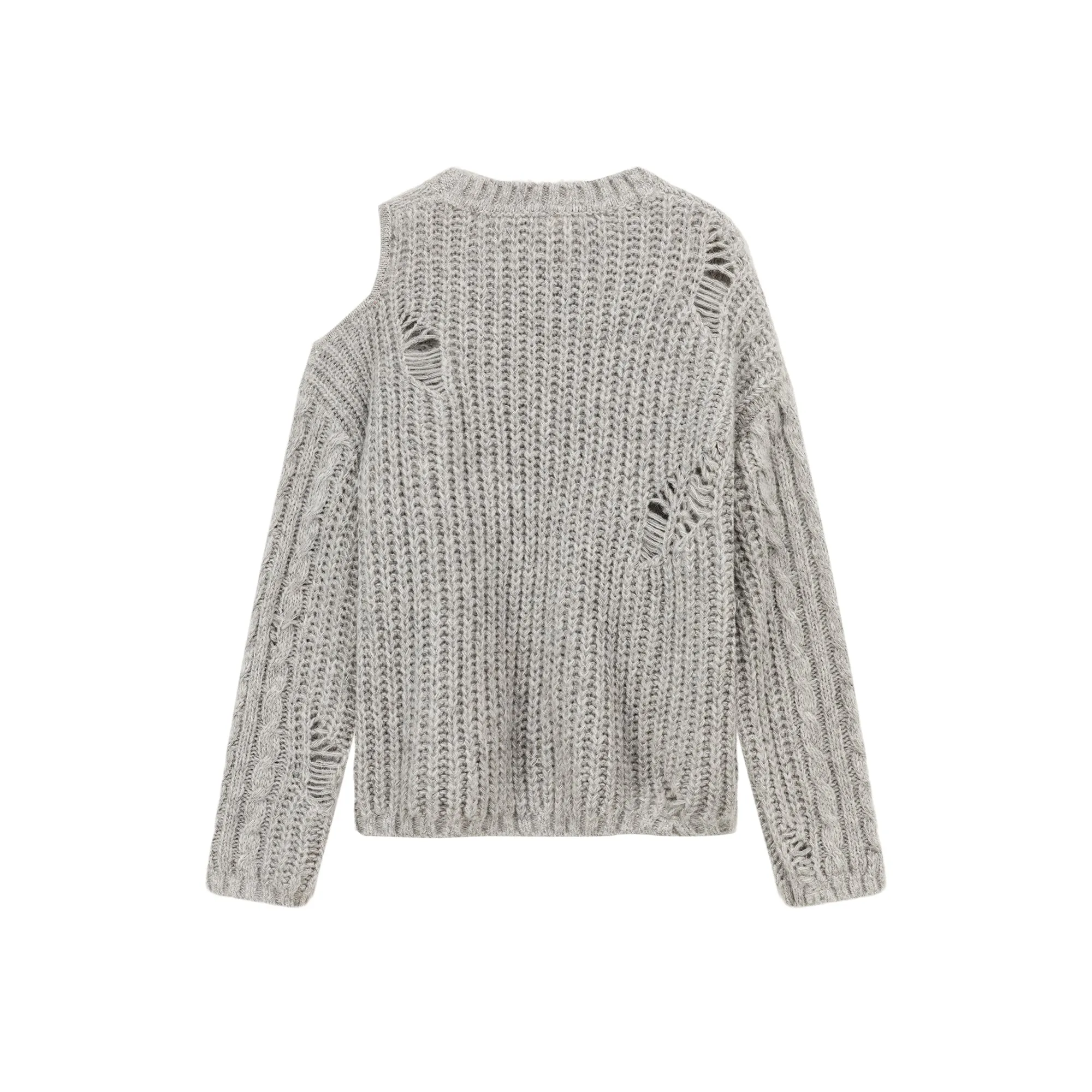 One Shoulder Twist Knit Sweater