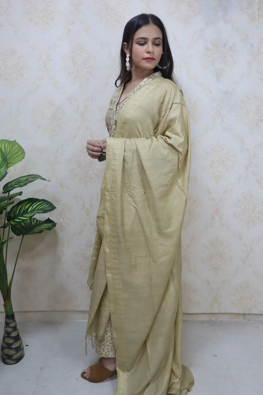 Pastel Notch Collor Kurti With A - Line Palazzo