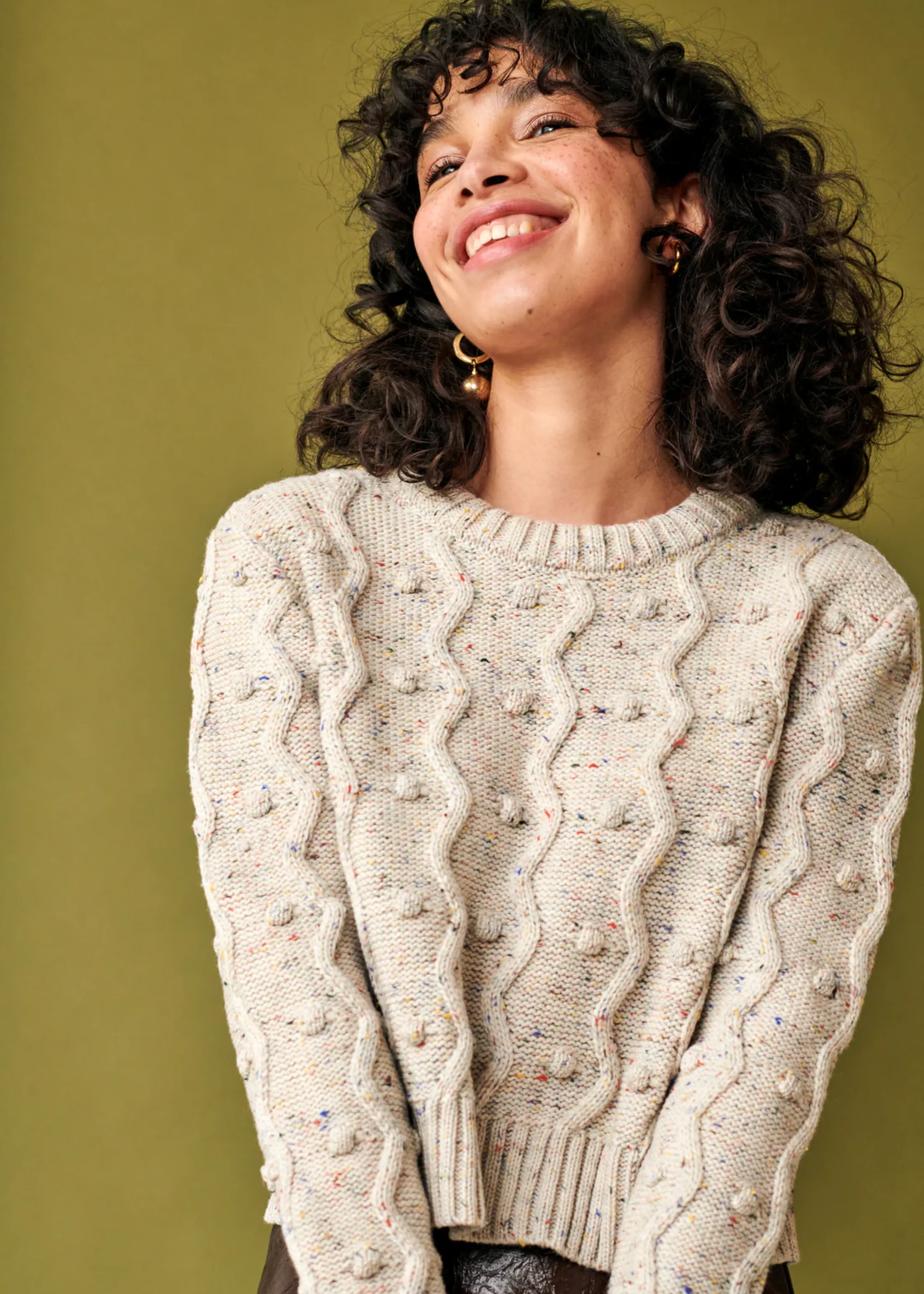 Pom pom sweater, natural speckle
