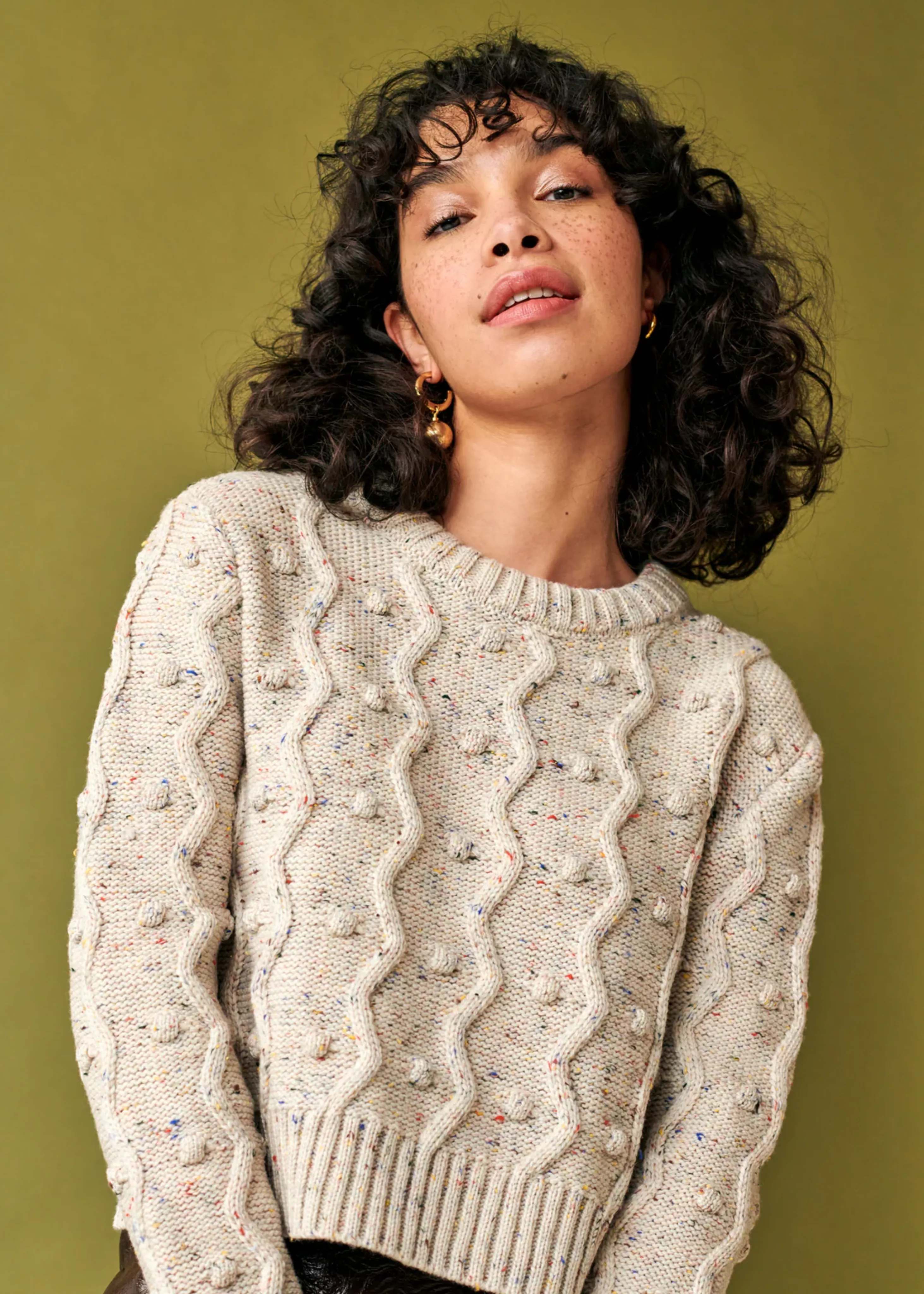 Pom pom sweater, natural speckle