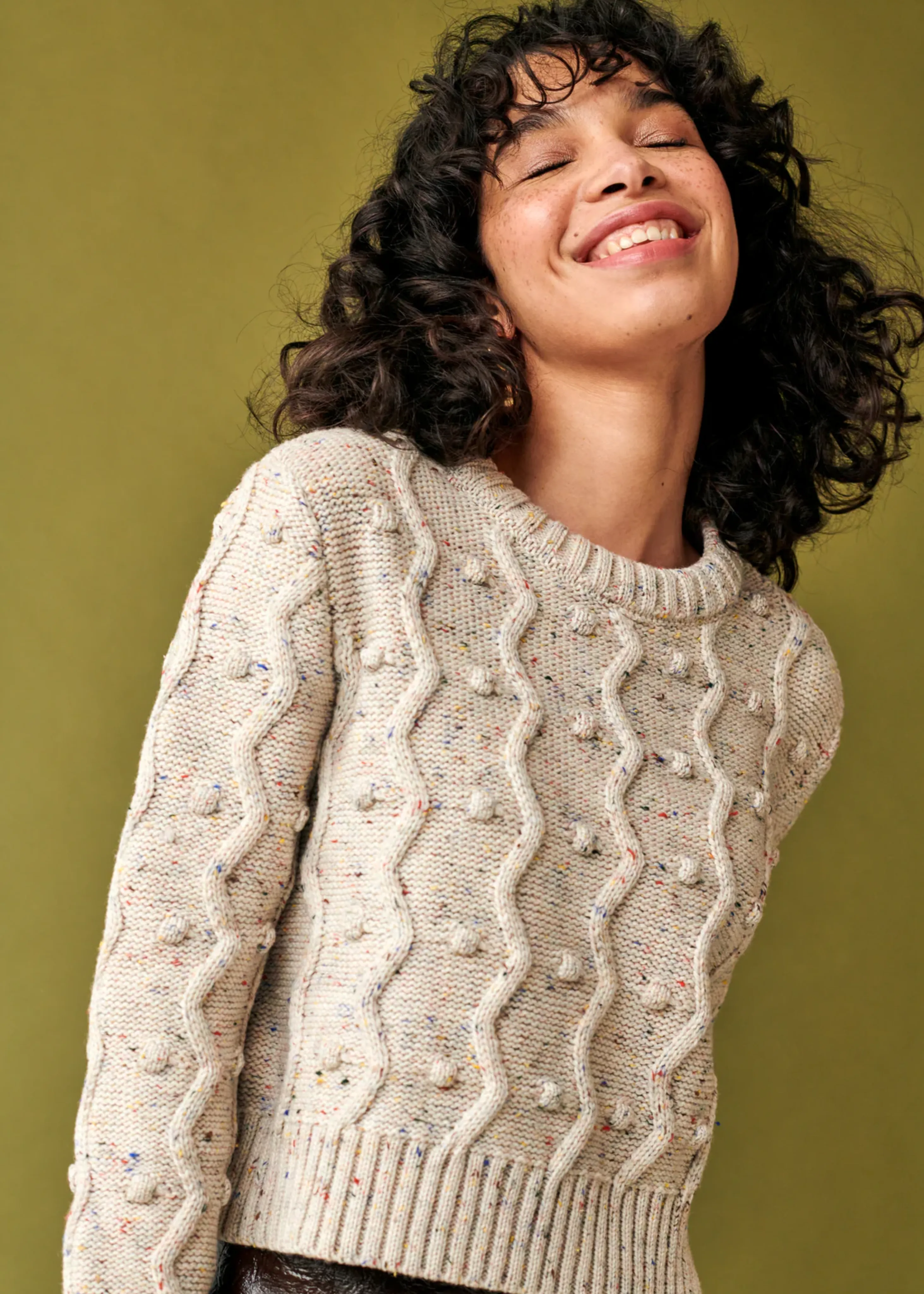Pom pom sweater, natural speckle