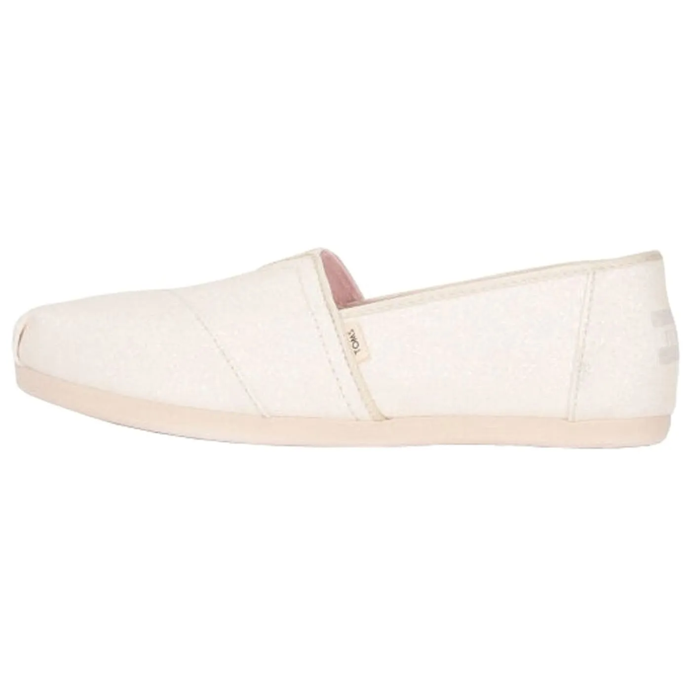 Toms Classic White Glitter Womens Canvas Espadrilles Shoes