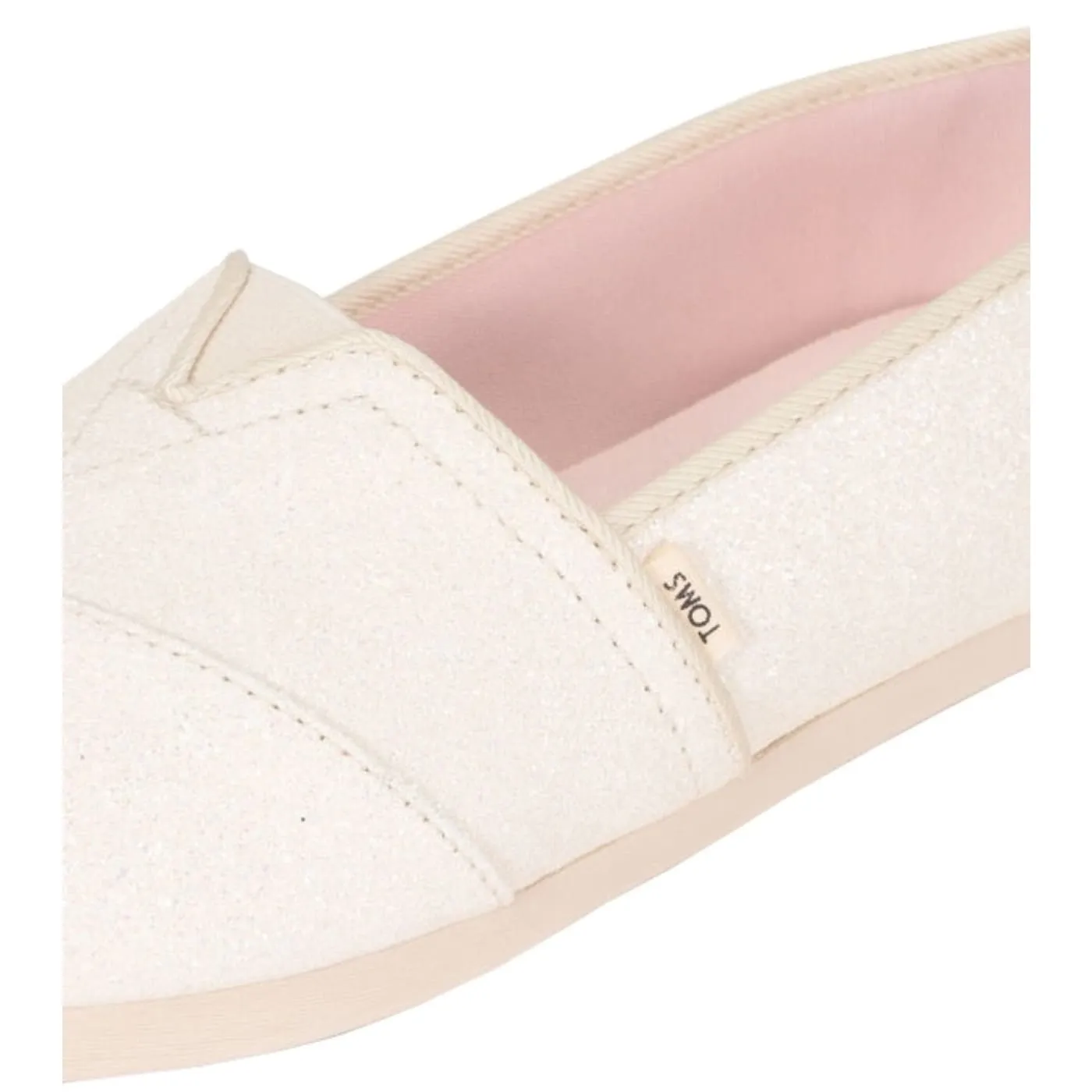 Toms Classic White Glitter Womens Canvas Espadrilles Shoes