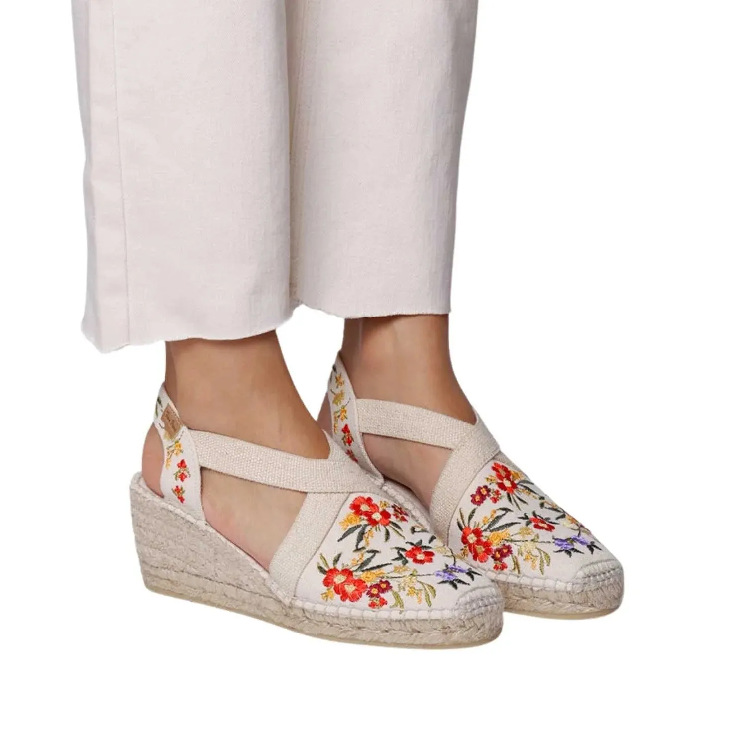 Vegan Multicolored Embroidery Wedges Espadrille For Women - Montjoi