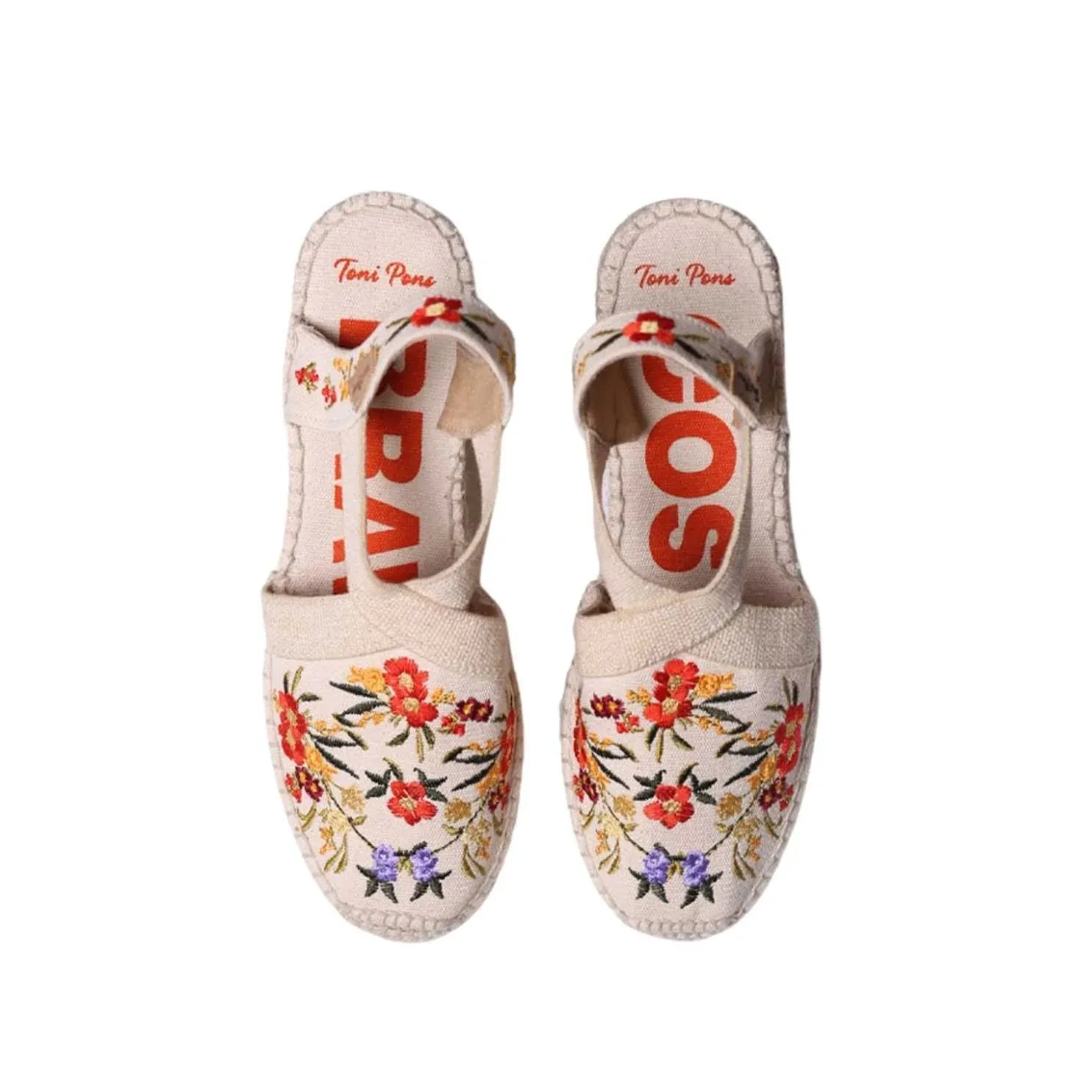 Vegan Multicolored Embroidery Wedges Espadrille For Women - Montjoi