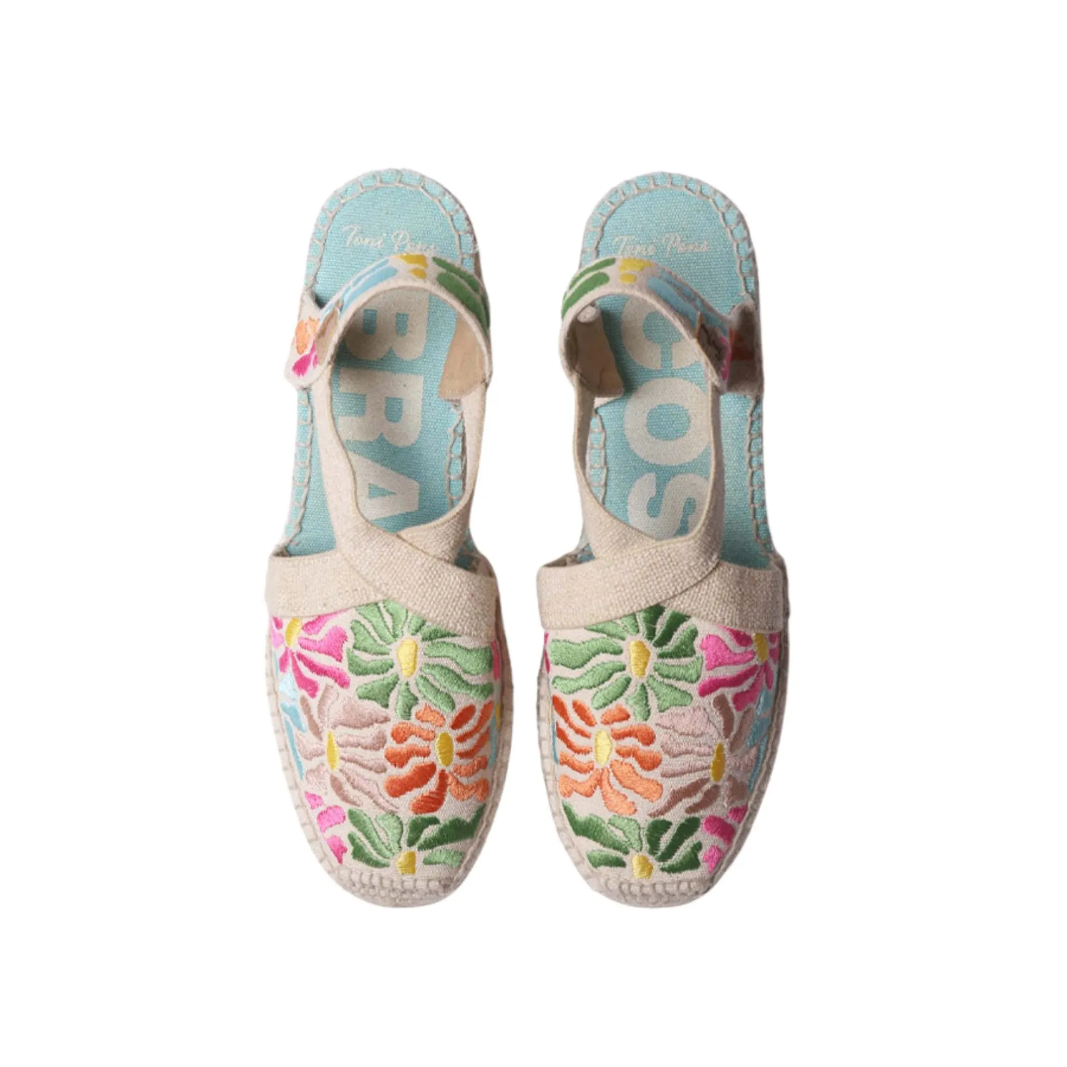 Vegan Multicolored Embroidery Wedges Espadrille For Women - Montjoi