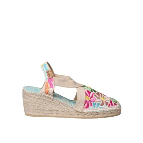 Vegan Multicolored Embroidery Wedges Espadrille For Women - Montjoi