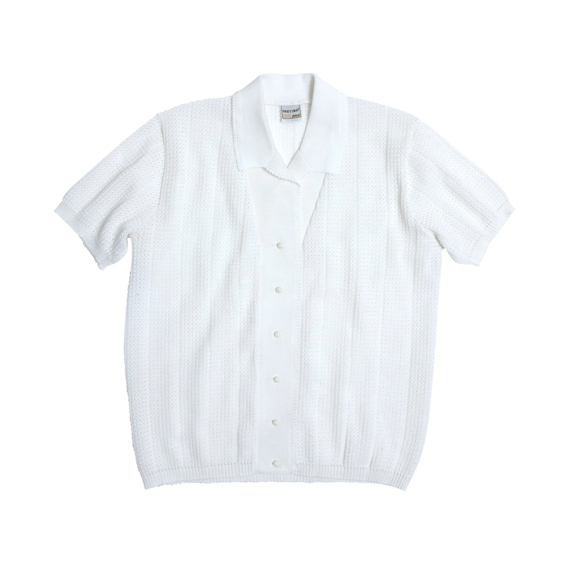 Waffle Knit Picot Collar Polo Shirt