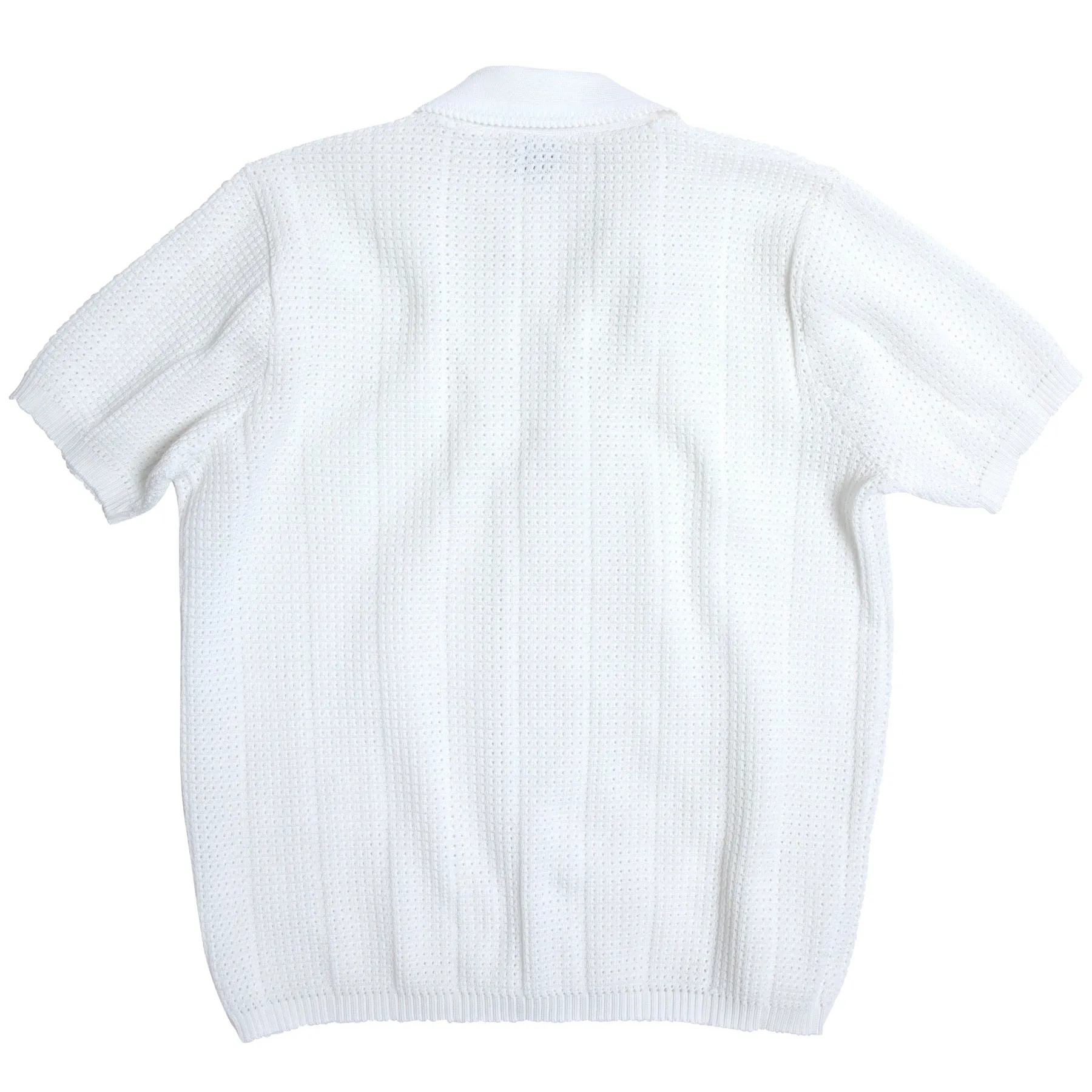Waffle Knit Picot Collar Polo Shirt