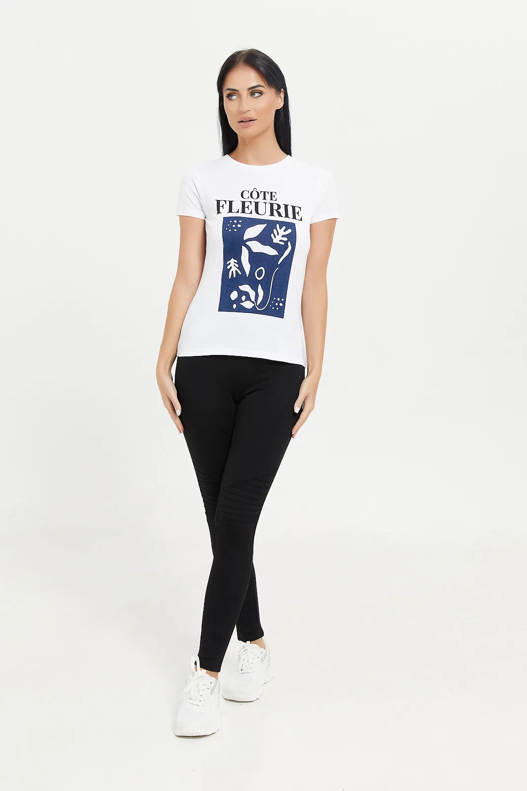 Women White Belle Fleur Printed T-Shirt
