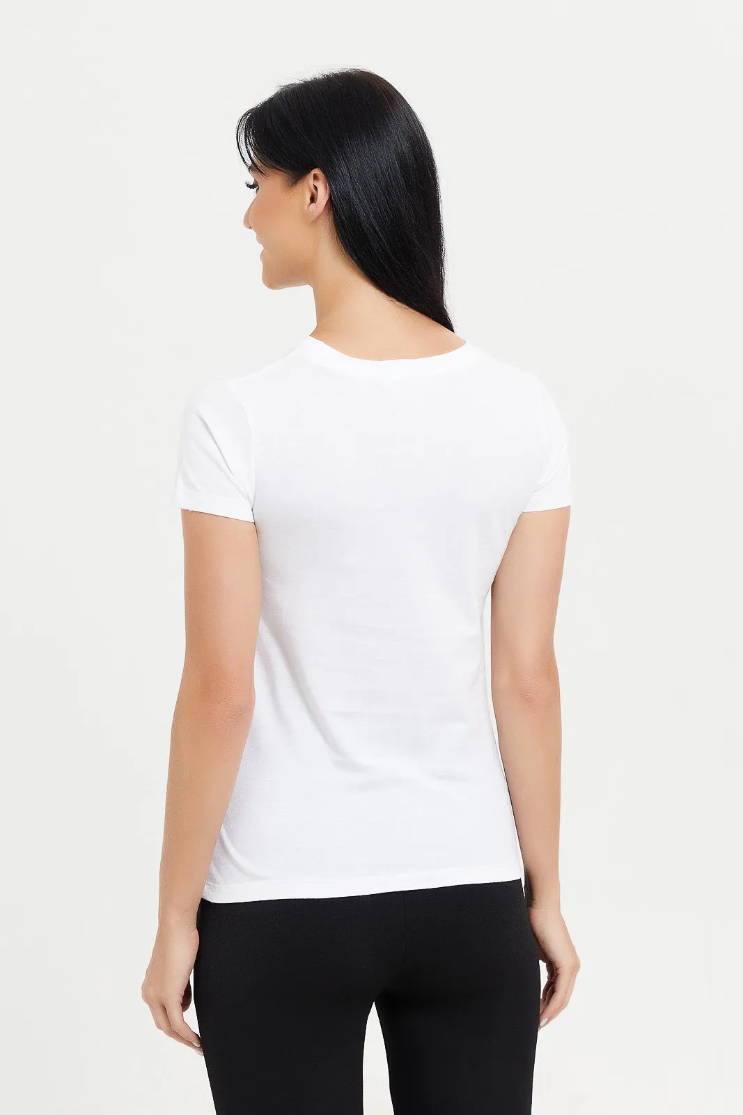 Women White Belle Fleur Printed T-Shirt